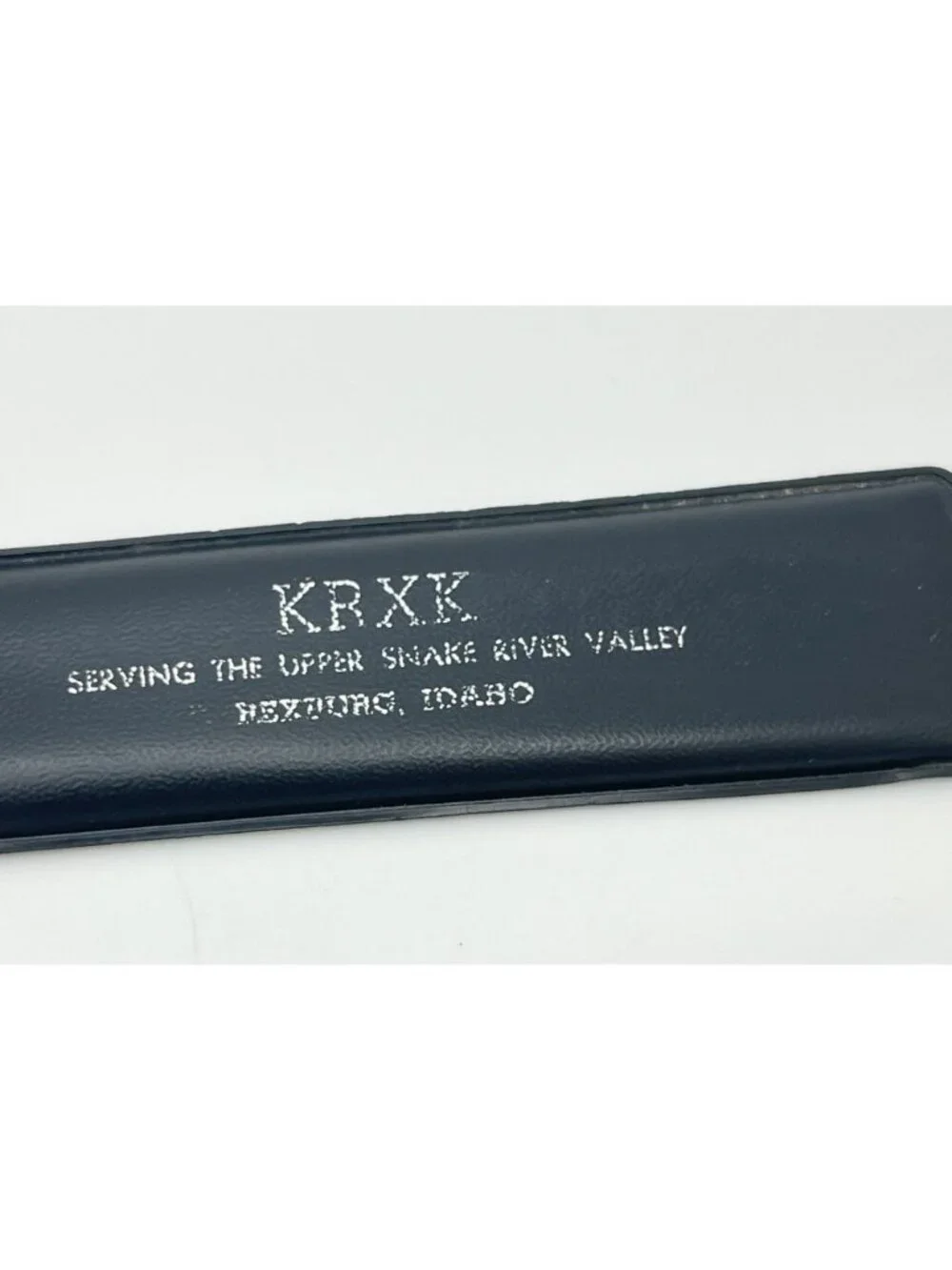 Vintage KRXK AM Radio Letter Opener Rexburg ID Leather Case Stainless Steel